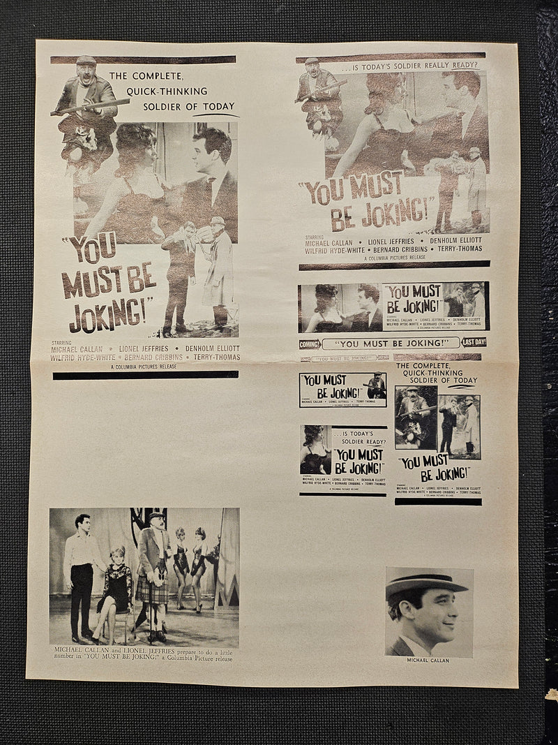"You Must Be Joking!" Original Movie Ad Mat Mold and Ad Clip Art Print