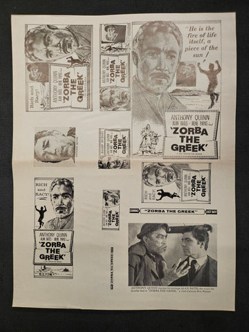 "Zorba The Greek" Original Movie Ad Mat Mold and Ad Clip Art Print