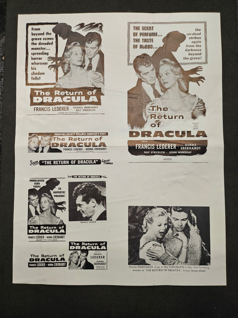 "The Return Of Dracula" Original Movie Ad Mat Mold and Ad Clip Art Print