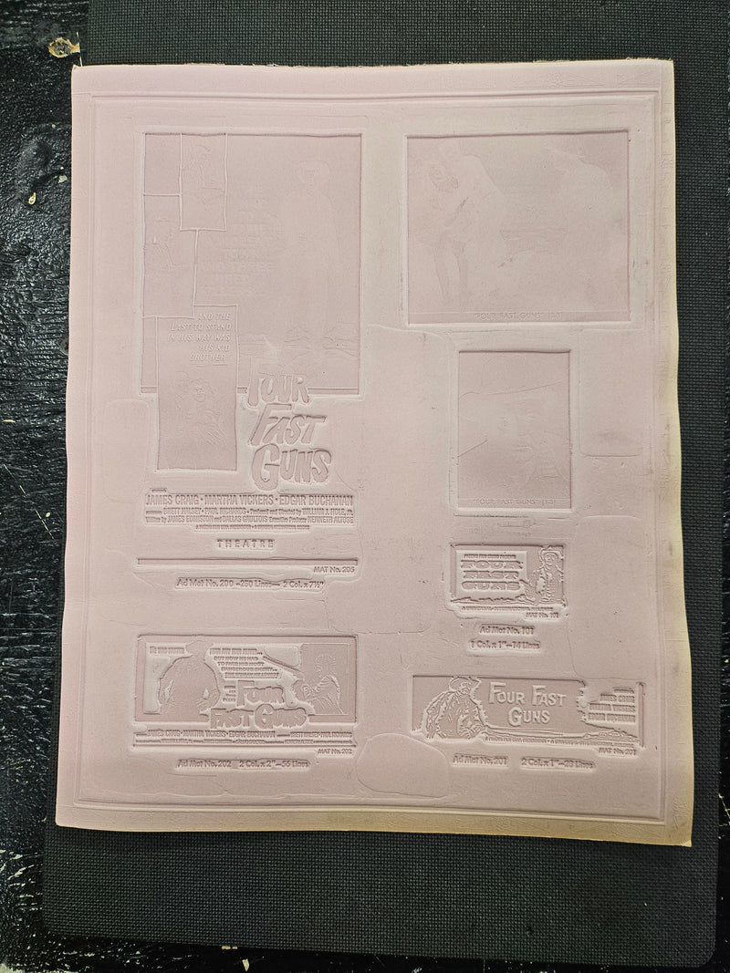 "Four Fast Guns" Original Movie Ad Mat Mold