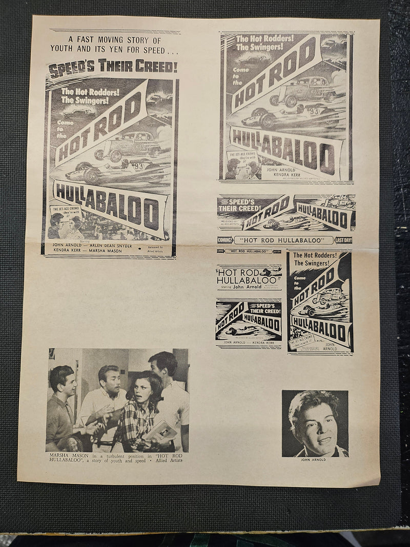 "Hot Rod Hullabaloo" Original Movie Ad Clip Art