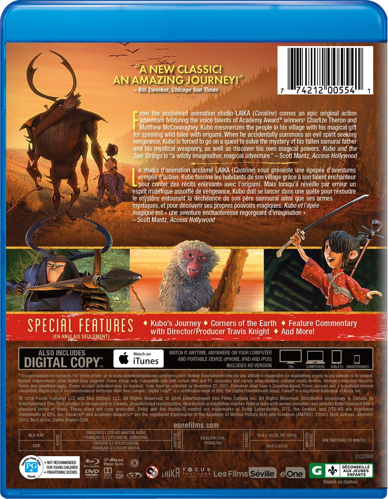 Kubo and The Two Strings Blu-ray + DVD Sealed