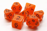 Old School 7 Piece DnD RPG Dice Set: Glow Dice - Orange