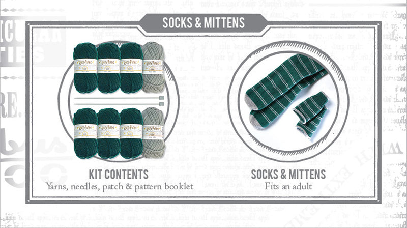 HP KNIT KITS SLYTHERIN FINGERLESS MITTENS AND SOCKS KIT