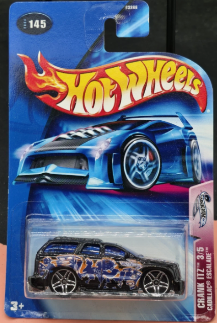 2004 Hot Wheels Crank Itz Cadillac Escalade SUV Truck Black 3/5 #145 1/64 MINT!