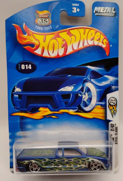 2003 Hot Wheels #14 First Editions 2/42 STEEL FLAME Blue w/Chrome