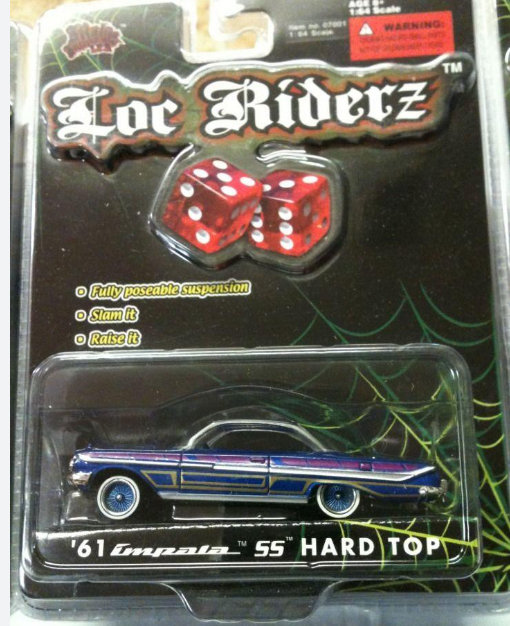 Diecast LOC RIDERZ 1961 Chevy Blue Impala SS Lowrider