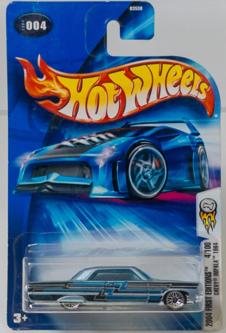 Mattel - Hot Wheels - 2004 First Editions 4/100 - Chevy Impala 1964 Blue #004