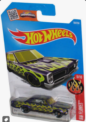 Hot Wheels '65 Pontiac GTO 1965 1:64 Purple Yellow Flames HW Flames