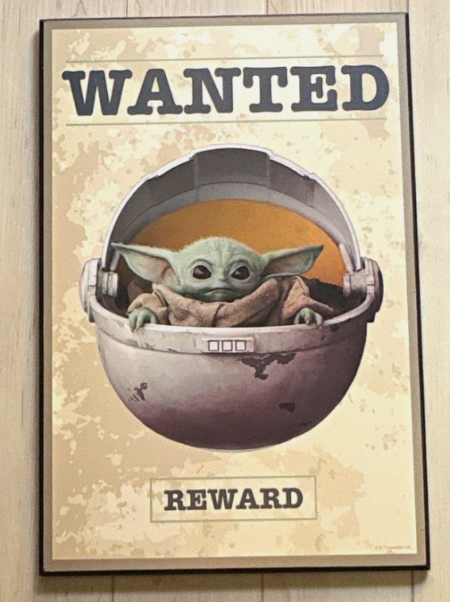 Star Wars The Mandalorian The Child Grogu Wanted Reward Wooden Decor