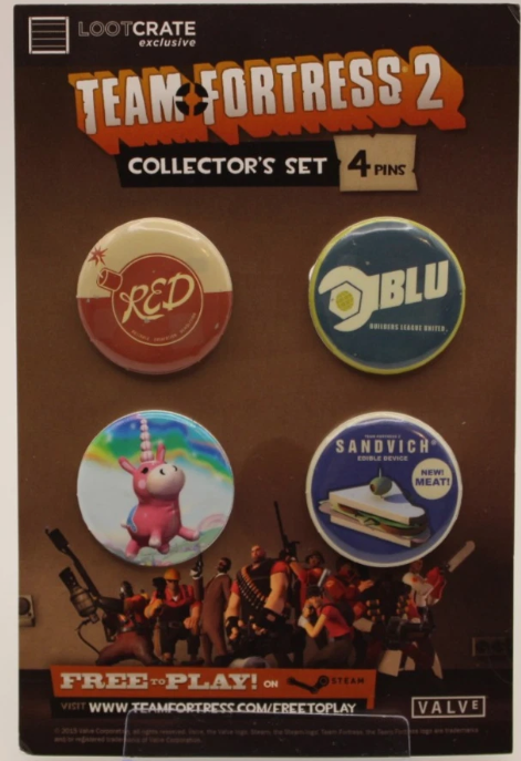 Team Fortress 2 Collector's Set 4 Pins Button Loot Crate Exclusive