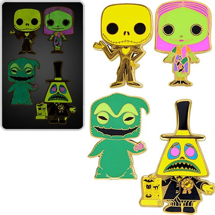 POP! Pins Tim Burton's The Nightmare Before Christmas 4-piece Glow-in-the-Dark Enamel Pin Set