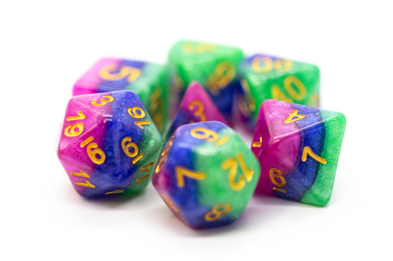 Old School 7 Piece DnD RPG Dice Set: Gradients - Jester's Court