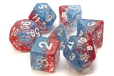Old School 7 Piece DnD RPG Dice Set: Particles - Red Fish Blue Fish