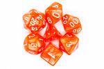 Old School 7 Piece DnD RPG Dice Set: Pearl Drop - Light Red