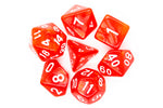 Old School 7 Piece DnD RPG Dice Set: Pearl Drop - Red