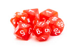 Old School 7 Piece DnD RPG Dice Set: Pearl Drop - Red