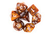 Old School 7 Piece DnD RPG Dice Set: Pearl Drop - Brown