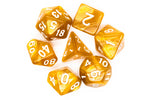 Old School 7 Piece DnD RPG Dice Set: Pearl Drop - Gold