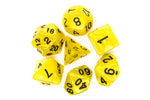 Old School 7 Piece DnD RPG Dice Set: Pearl Drop - Yellow w/ Black