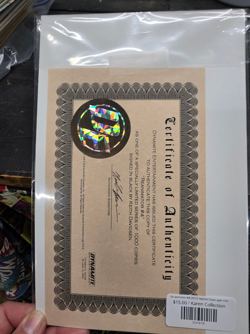Re-animator #4 (2015) Signed Cover with COA
