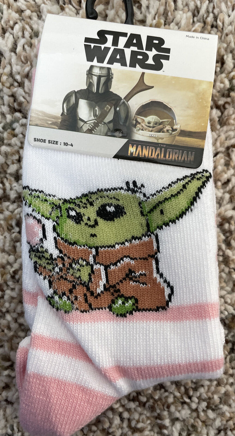 Mandalorian Pink Grogu Valentine Toddler Crew Sock size 10-4
