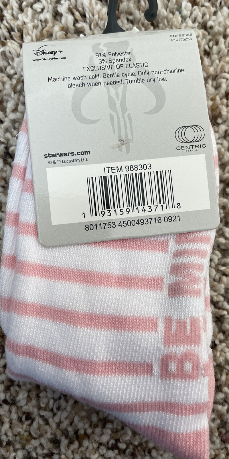 Mandalorian Pink Grogu Valentine Toddler Crew Sock size 10-4