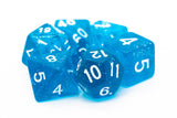 Old School 7 Piece DnD RPG Dice Set: Sparkle - Translucent Blue