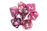 Old School 7 Piece DnD RPG Dice Set: Sparkle - Translucent Purple