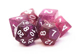 Old School 7 Piece DnD RPG Dice Set: Sparkle - Translucent Purple