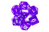 Old School 7 Piece DnD RPG Dice Set: Translucent Purple