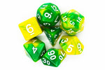 Old School 7 Piece DnD RPG Dice Set: Vorpal - Green & Yellow