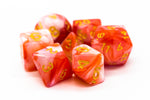 Old School 7 Piece DnD RPG Dice Set: Vorpal - Red & Ivory w/ Gold