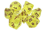 Old School 7 Piece DnD RPG Dice Set: Galaxy - Yellow Shimmer