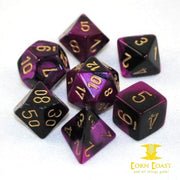 Chessex Gemini Black-Purple/Gold 7-Die Set - Corn Coast Comics