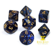 Chessex Scarab Royal Blue/Gold 7-Die Set - Corn Coast Comics