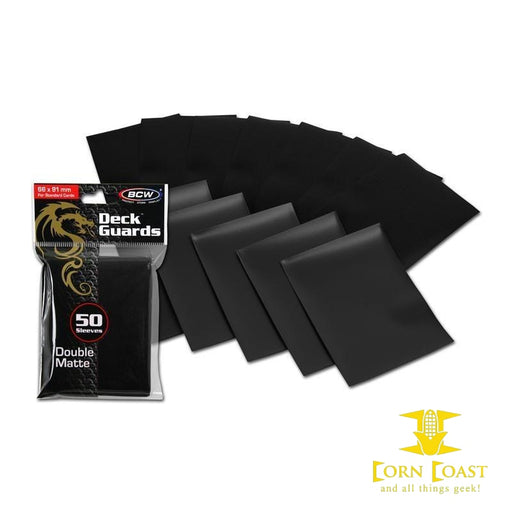 Matte Black Deck Guards 50 Sleeves - Corn Coast Comics