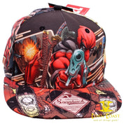 Marvel Deadpool All Over Sublimated Print Snapback Baseball Hat OOP - Corn Coast Comics