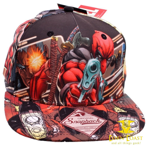 Marvel Deadpool All Over Sublimated Print Snapback Baseball Hat OOP - Corn Coast Comics