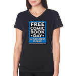 Free Comic Book Day black women's V neck shirt size S