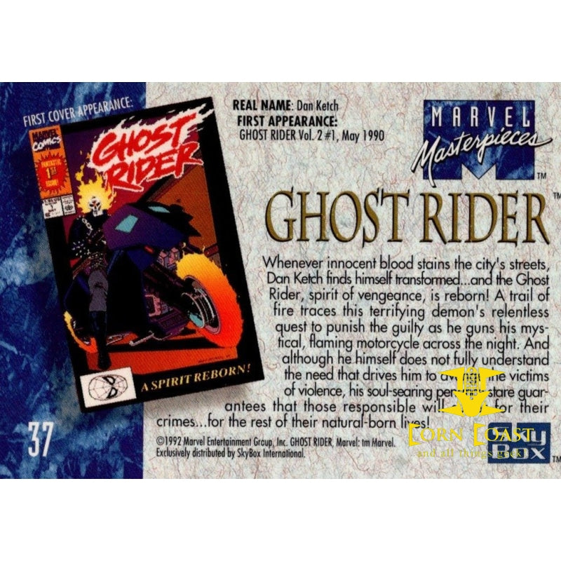 1992 Marvel Masterpieces Sky box Ghost Rider #37 - Non-Game 