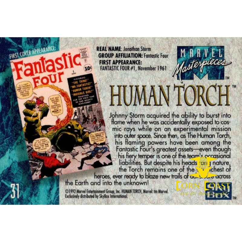 1992 Marvel Masterpieces Sky box Human Torch #31 - Non-Game 