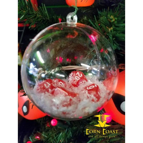2020 Snow Covered Dice Christmas Tree Ornaments - Red - 