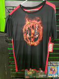 Deadpool symbol on fire polyester shirt size XL