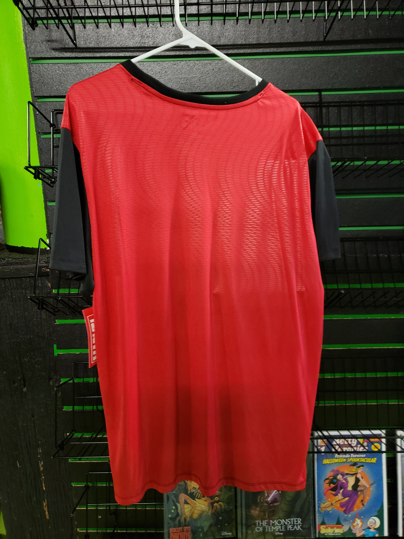 Deadpool symbol on fire polyester shirt size XL