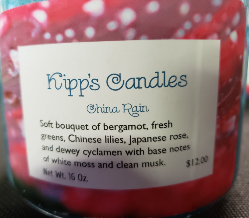 China rain double wick 16 oz candle