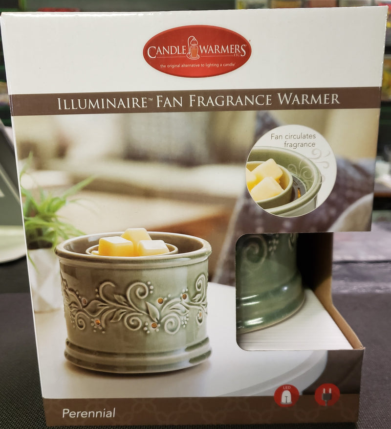 Large green fan wax cube warmer with lily design