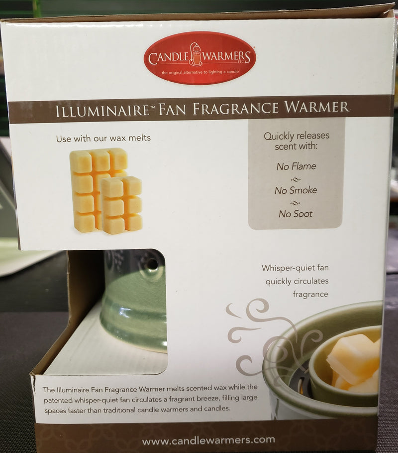 Large green fan wax cube warmer with lily design