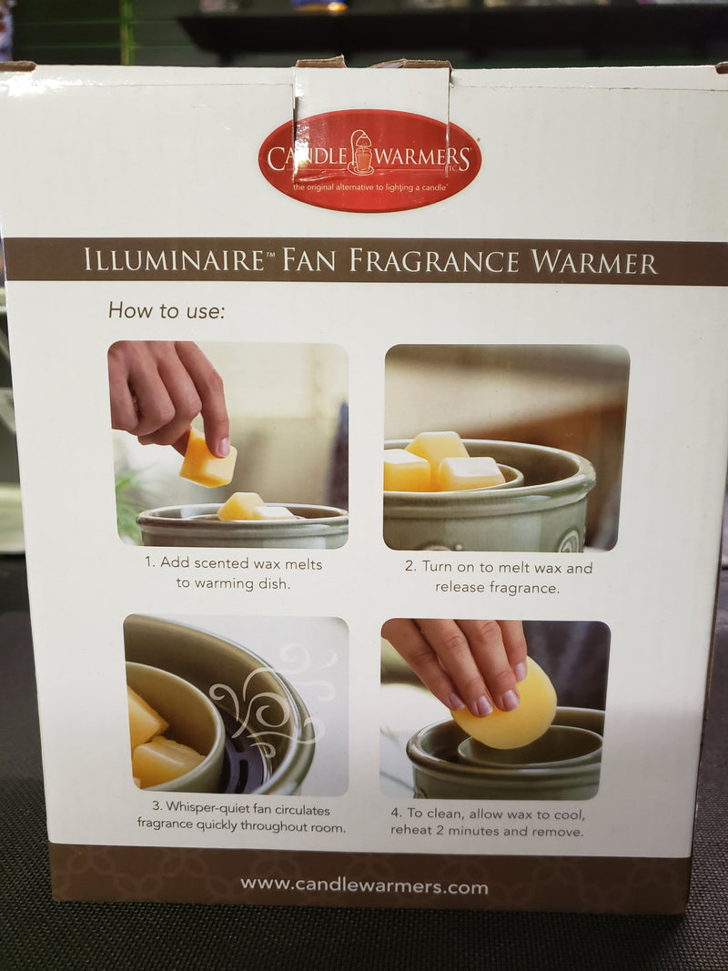 Large green fan wax cube warmer with lily design