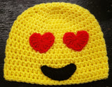 Heart eyes emoji child knitted winter hat